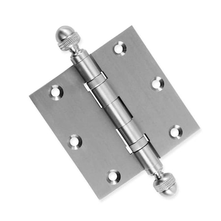 Embassy 3-1/2 x 3-1/2 Solid Brass Hinge, Satin Nickel Finish with Acorn Tips 3535BBUS15A-1